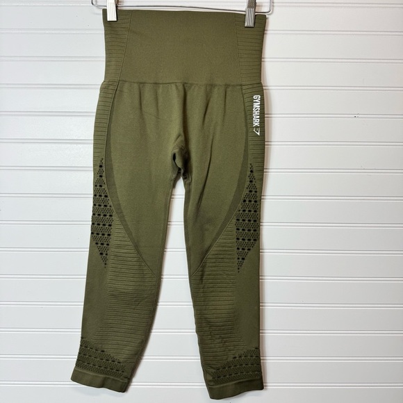 Gymshark Olive Green Energy Seamless Athletic Activewear Leggings Size Small EUC - Picture 1 of 8